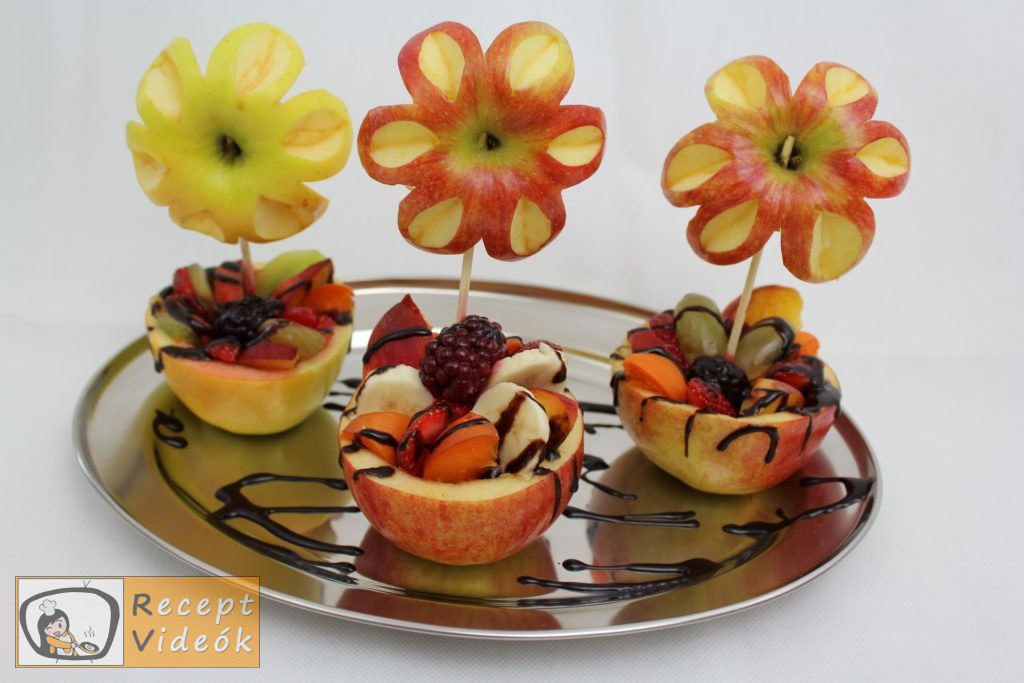 Gyümölcskehely almavirággal recept, gyümölcskehely almavirággal elkészítése - Recept Videók