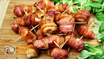 Baconbe tekert csirkefalatok recept elkészítése - Recept Videók