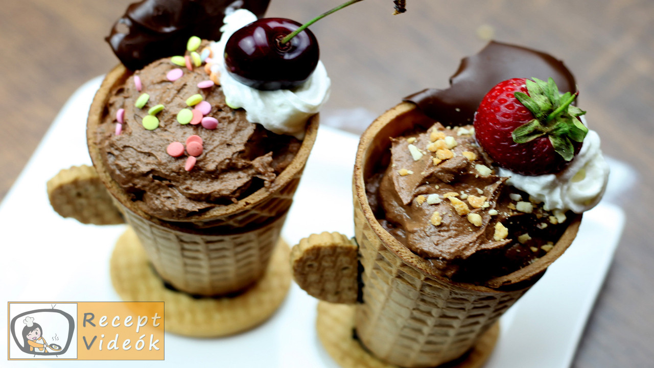 Csokival töltött édestölcsér csésze - Recept videók