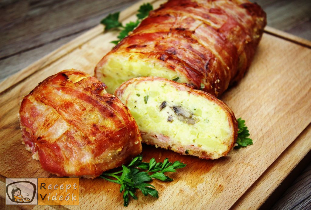 Baconbe tekert krumpli rolád recept elkészítése - Recept Videók