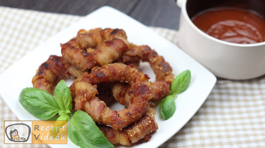 Baconbe tekert hagymakarikák recept, baconbe tekert hagymakarikák elkészítése - Recept Videók