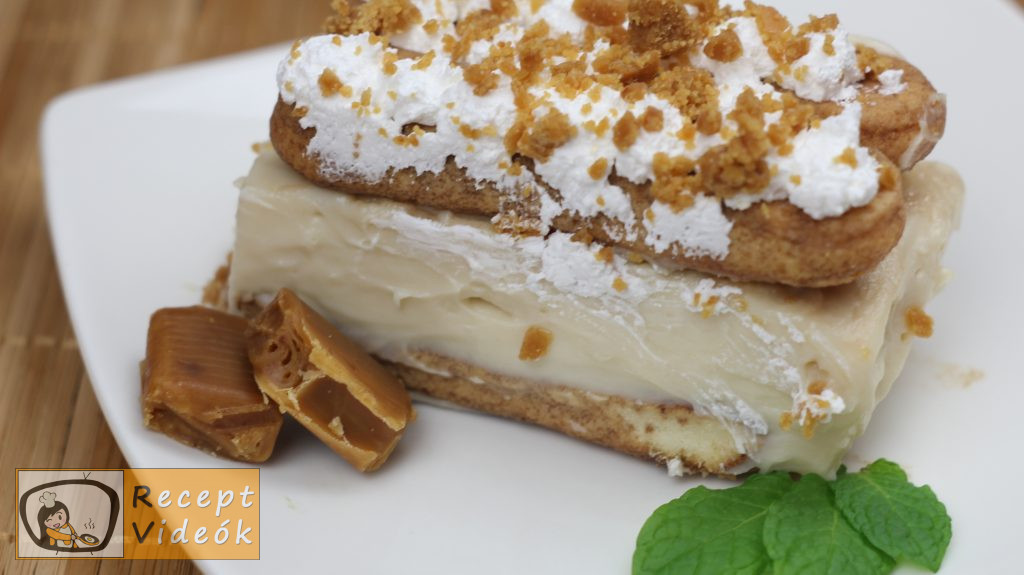 Karamellás babapiskótás szelet recept, karamellás babapiskótás szelet elkészítése - Recept Videók