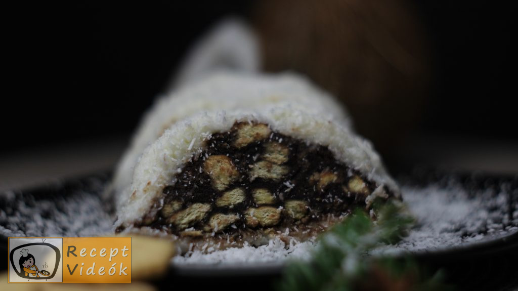 Kókuszbundás kekszszalámi recept, kókuszbundás kekszszalámi elkészítése - Recept Videók