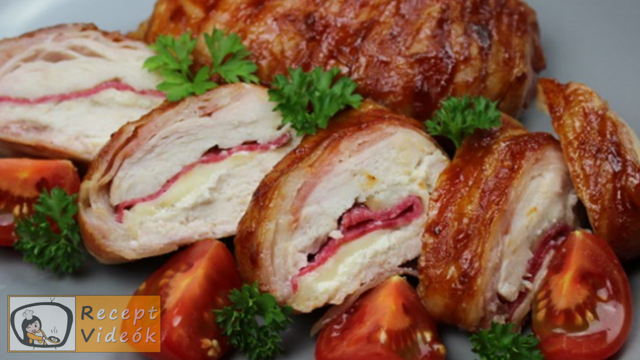 Baconös töltött csirkemell barbecue szósszal - Csirkemell receptek elkészítése - Recept Videók