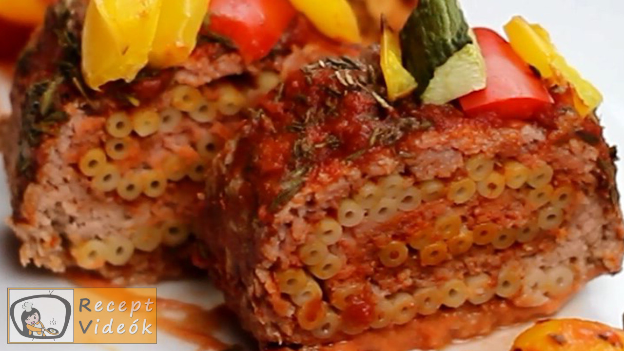 Húsos-makaróni tekercs recept, húsos-makaróni tekercs elkészítése - Recept Videók