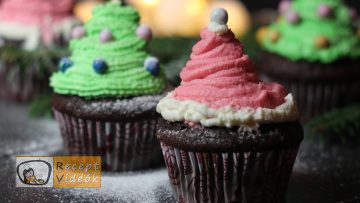 Karácsonyi diy kreatív recept ötletek - karácsonyfa és mikulás sapka muffin - Recept Videók