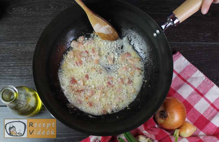 Baconös spagetti recept, baconös spagetti elkészítése 3. lépés